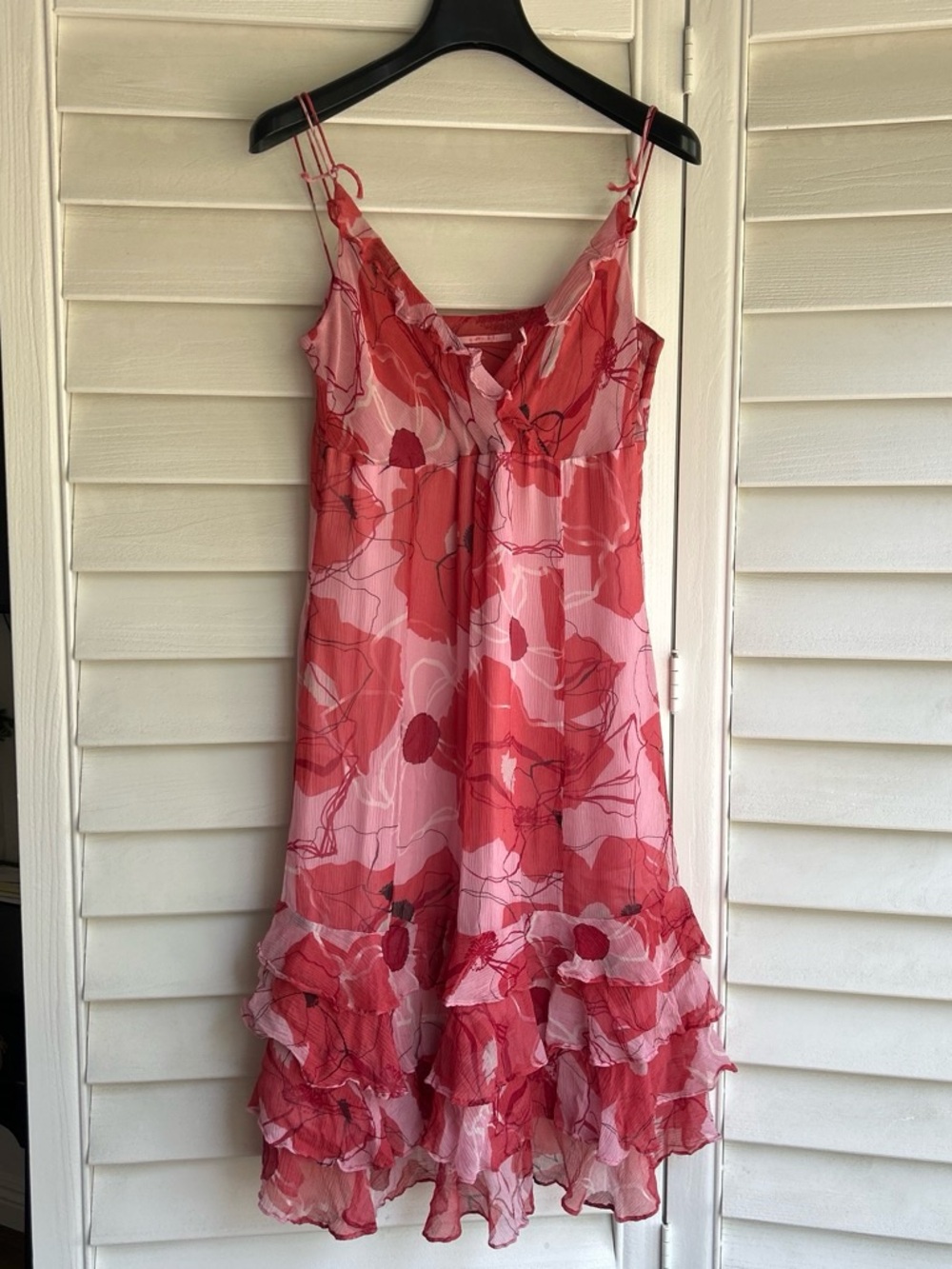 Gianni Bini Silk Abstract Floral Tiered Ruffle Dress - Picture 1 of 9